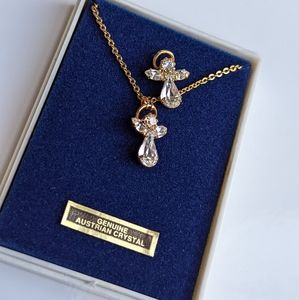 Birthstone Angel Crystal Necklace And Pin.